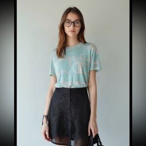 Vintage Champion Shirt Mens Size M All Over Print Big Logo Blue Tee